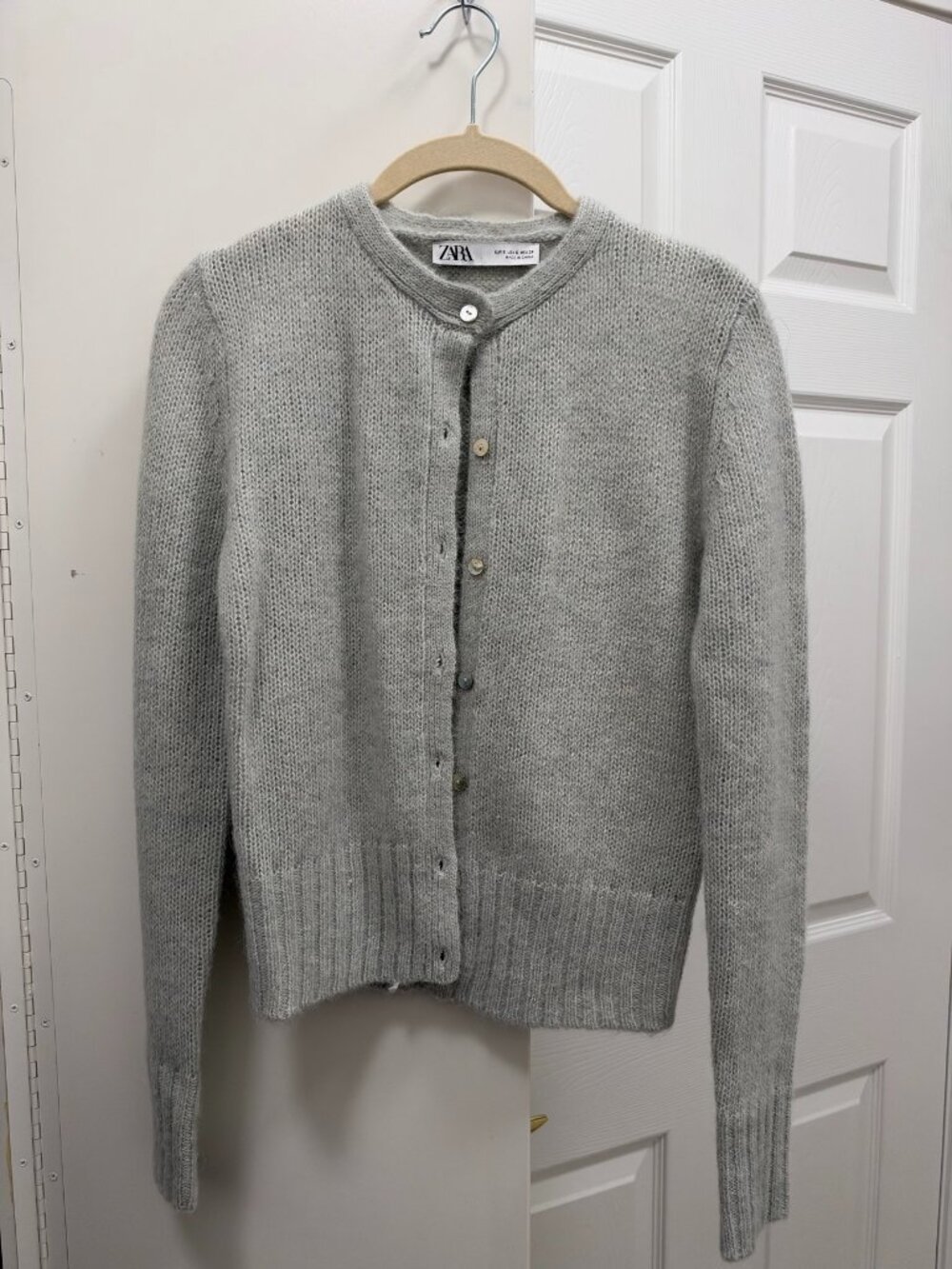 Zara Gray Alpaca Wool Blend Knit Cardigan